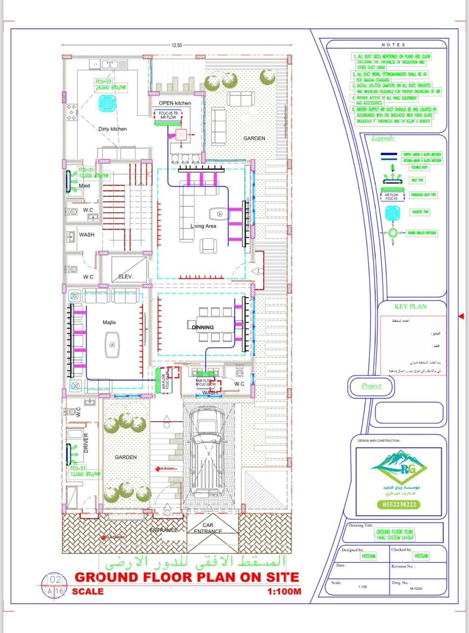 مخططات هندسية لأعمال التكييف